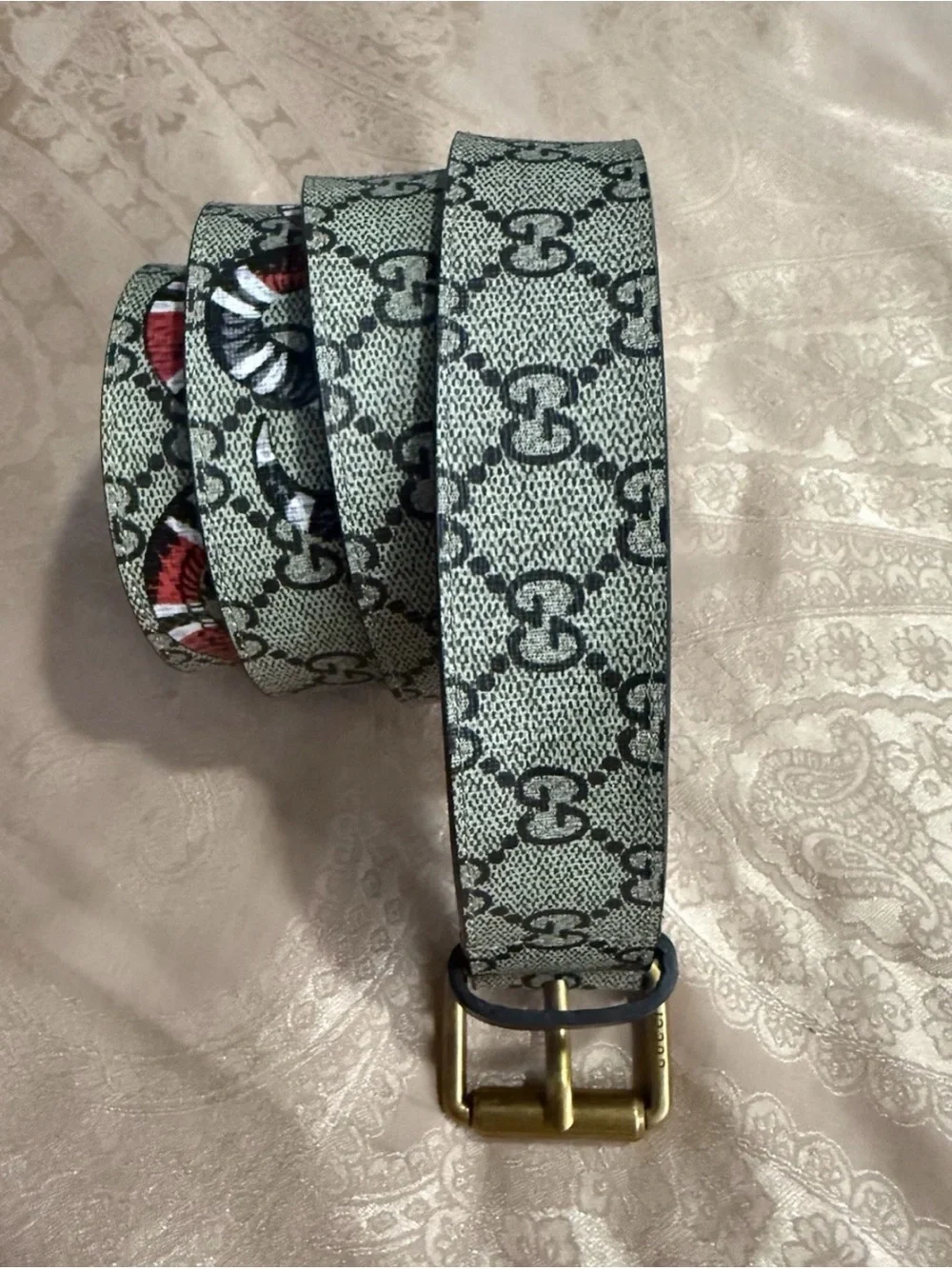 Gucci Brown Beige GG Canvas Belt Bag with Gold Hardware